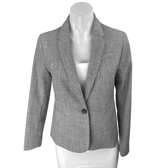 Banana Republic Women's Gray Long Sleeve One Button Blazer Coat Jacket Size 0P - Picture 1 of 4